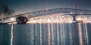 بالفيديو.. لحظة انهيار جسر معلق في ولاية ميريلاند الأميركية  
