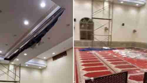 انهيار سقف مسجد في دولة عربية أثناء صلاة التراويح! (فيديو)