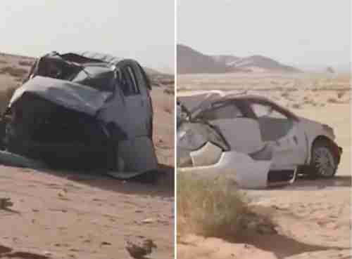شاهد .. أول فيديو لموقع حادث اصطدام مركبة رئيس "جزائية حائل" بسيارة أخيه وتسبب في وفاتهما