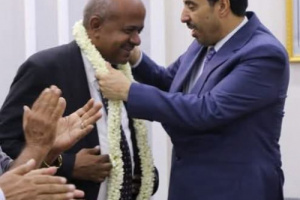 الوزير البكري يبارك للخليفي بمناسبة فوزه برئاسة الاتحاد العربي للرياضات المائية