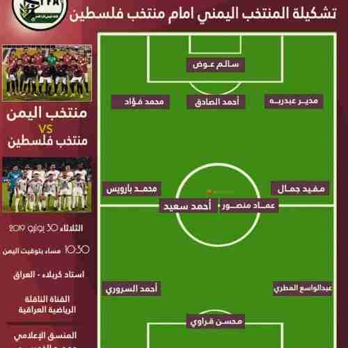 تشكيلة اليمن لمواجهة فلسطين