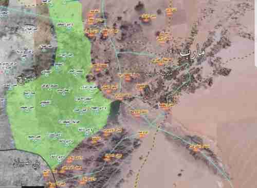الكشف عن المديريات الخاضعة بالكامل لسيطرة الحوثيين والمساحة الجغرافية التي تسيطر عليها الشرعية بمأرب"خريطة"