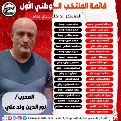 إعلان القائمة الأولية للمنتخب الوطني الأول