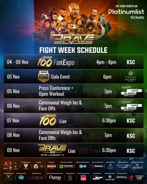 البحرين تستعد لاستضافة النسخة المئوية التاريخية من بطولة BRAVE 100