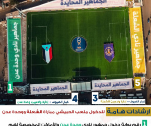 تنظيم دخول الجماهير لمباراة الشعلة ووحدة عدن