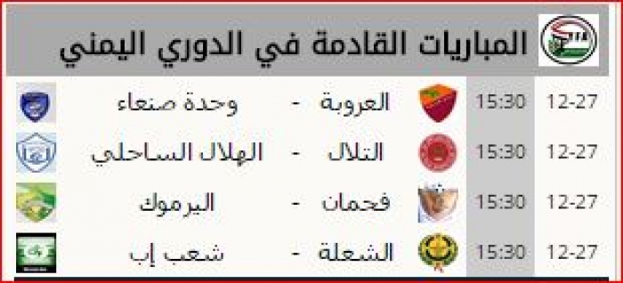 اليوم .. عدن تستضيف ثلاث مباريات في الدوري اليمني