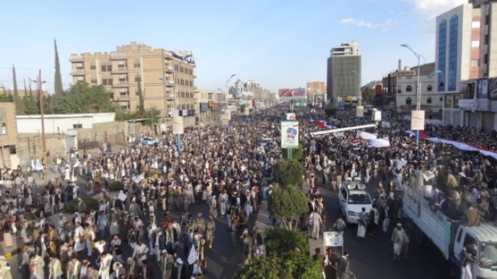 مسيرة حاشدة في صنعاء ترفض تدخلات الخارجي
