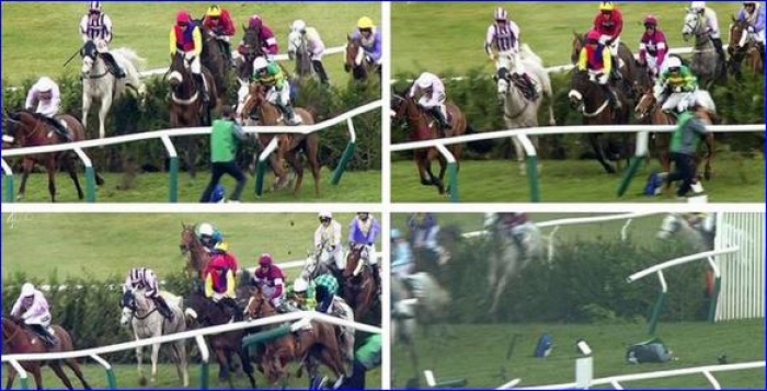 بالفيديو..مصور إيرلندي كاد أن يفقد حياته بسبب سباق خيول