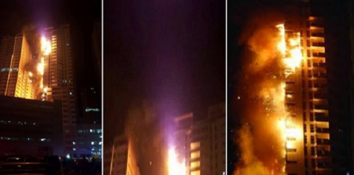 صور برج عجمان بعد إخماد الحريق