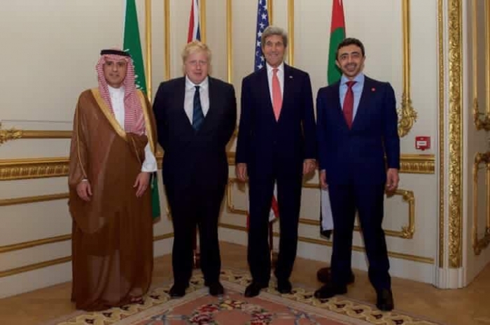 وزراء خارجية السعودية وامريكا والامارات وبريطانيا يجتمعون في جده لمناقشة الملف اليمني