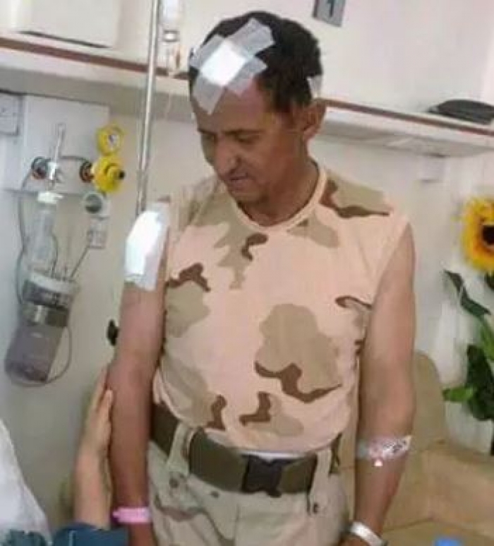 حقيقة اول (صورة) للشهيد اللواء عبدالرب الشدادي بعد إصابته