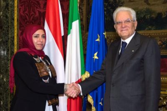 سفيرة اليمن لدى روما تقدم أرواق اعتمادها للرئيس الايطالي