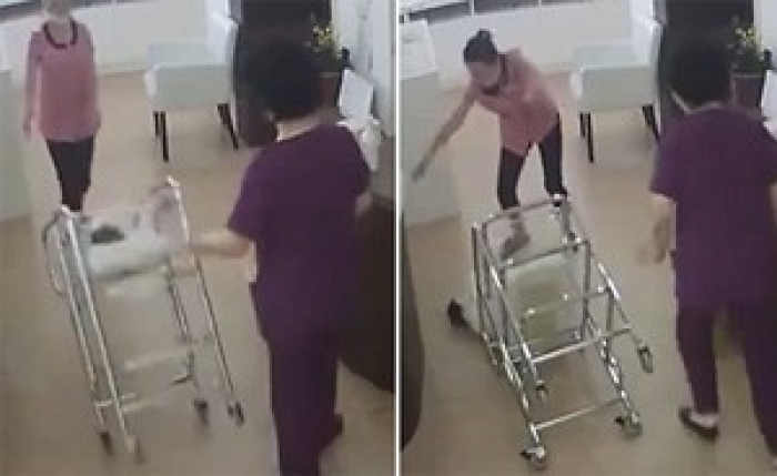 فيديو مروع.. لحظة سقوط طفل حديث الولادة بسبب إهمال ممرضة