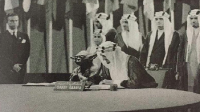 شاهد : كائن غريب بجوار الملك فيصل يضع "التعليم السعودية" في مأزق!