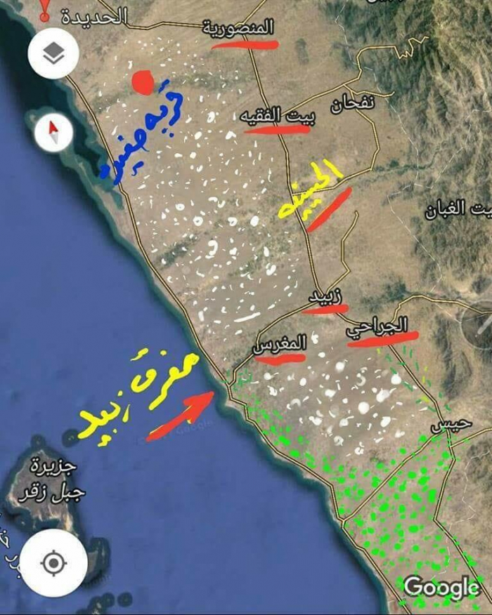 شاهد الخريطة : هكذا ينكمش الوجود الحوثي في الحديدة غرب اليمن