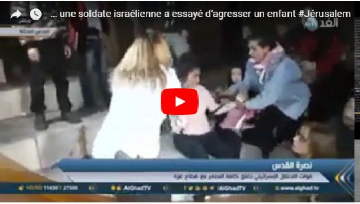 سيدة فلسطينية تطرح شرطية إسرائيلية أرضا (فيديو)